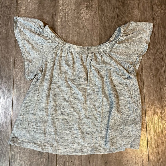 Rebecca Taylor Grey linen off shoulder top S - Picture 4 of 6
